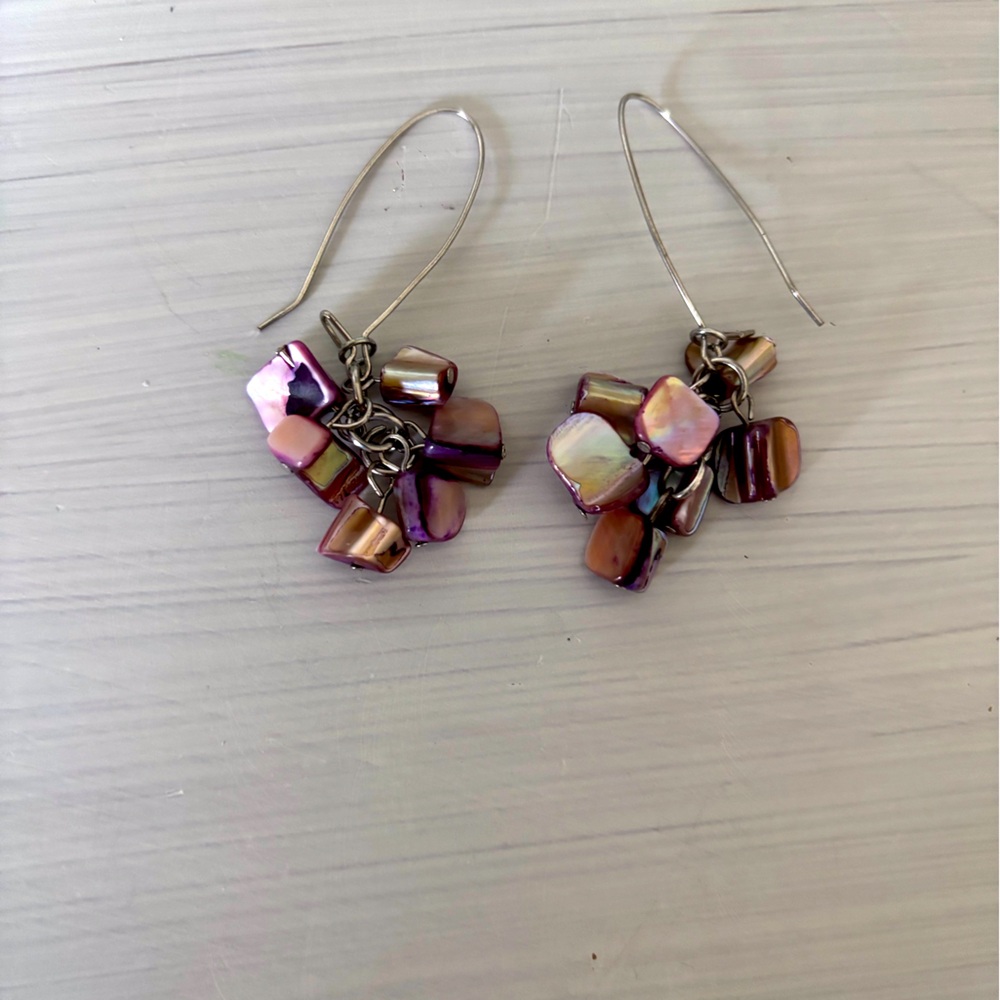 Elegant Purple and Gold Dangle Earrings